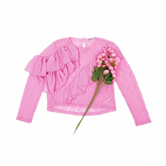 💖 SOLD 💖 BNWOT ASOS Cute Kawaii Pink Frilly Top - Picture 2 of 4